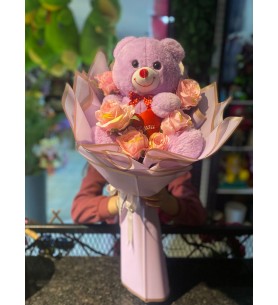 ayıcıklı buket pembe